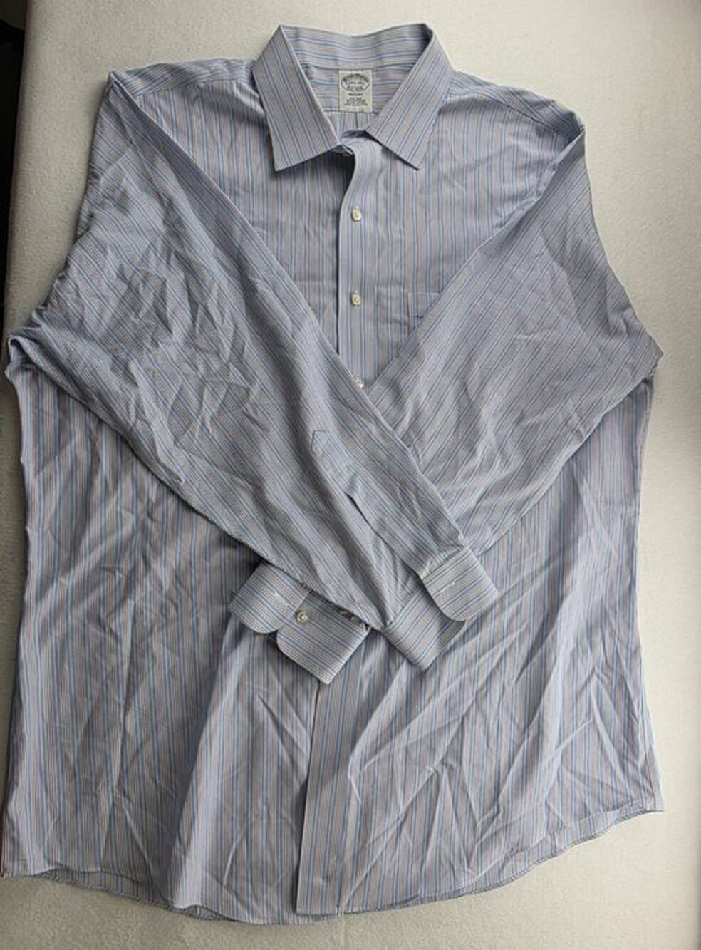 Brooks Brothers Yellow Blue Regent Supima Cotton Button Down Size 17.5